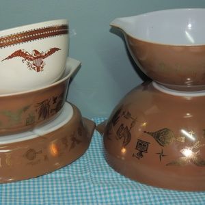 Pyrex Vintage Early American lot Federal Eagle